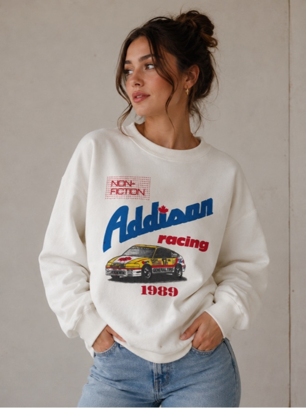 Vintage 1989 Motorsport Racing Sweatshirt Made in Canada Graphic Crewneck XL